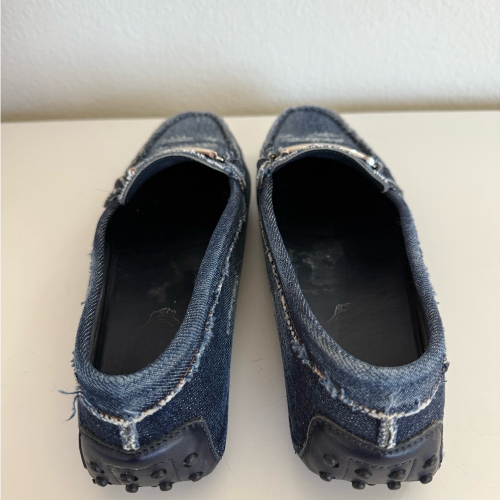 Tod's Blue Denim Loafers with Silver Accent - Picture 3 of 5